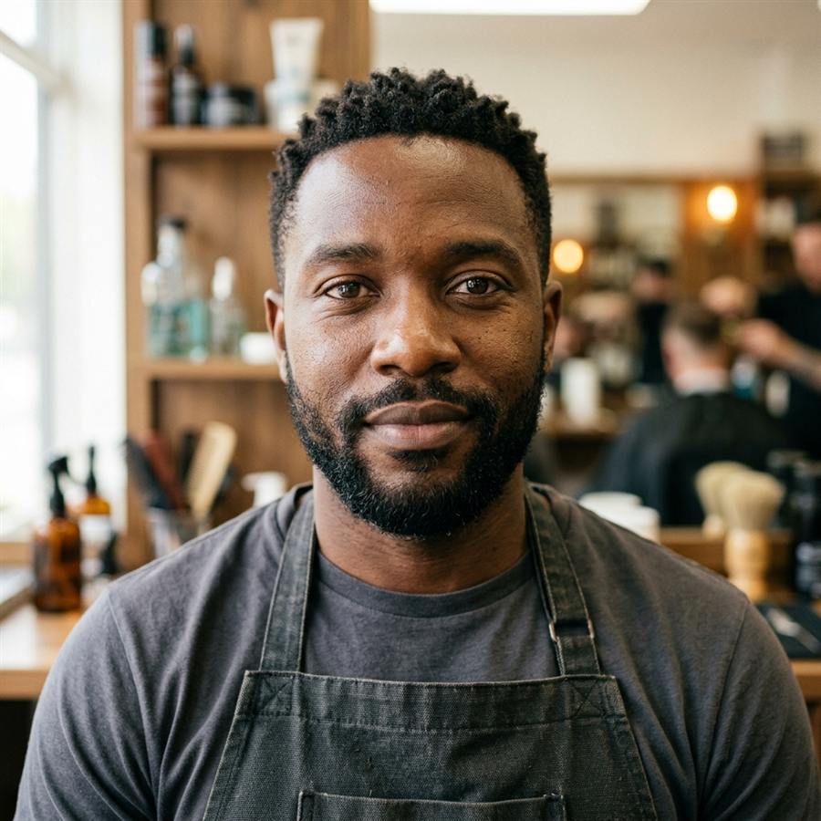 Kofi, one of the barbers