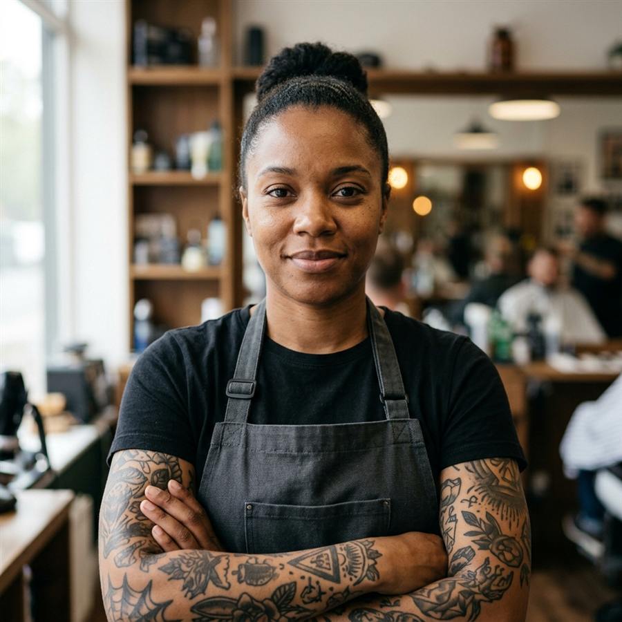 Lena, one of the barbers